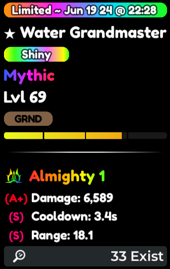 Water Grandmaster Evolved SHINY & ALMIGHTY (Mythical)